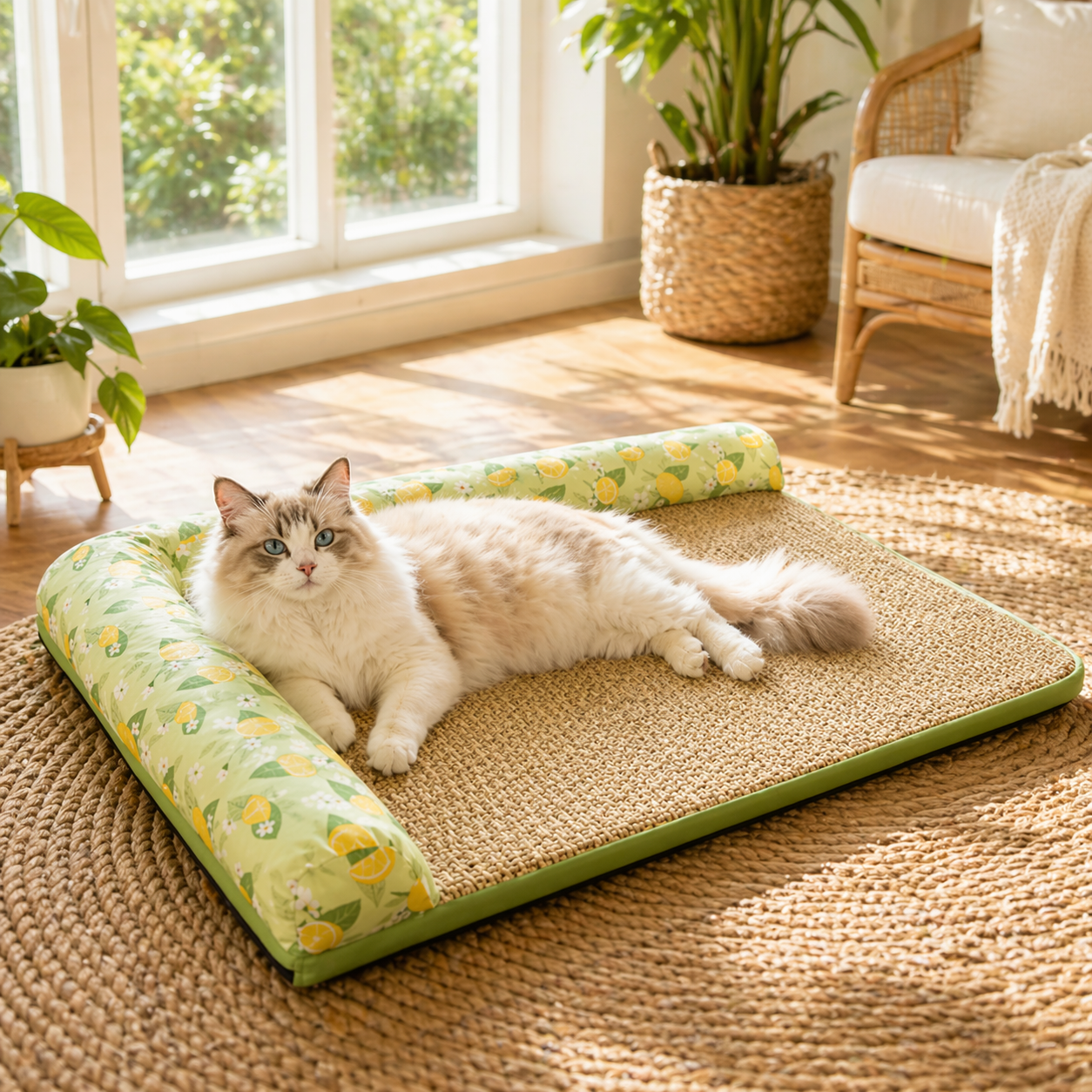 Purrela Zest Cooling Cat Bed Mat with Bolster