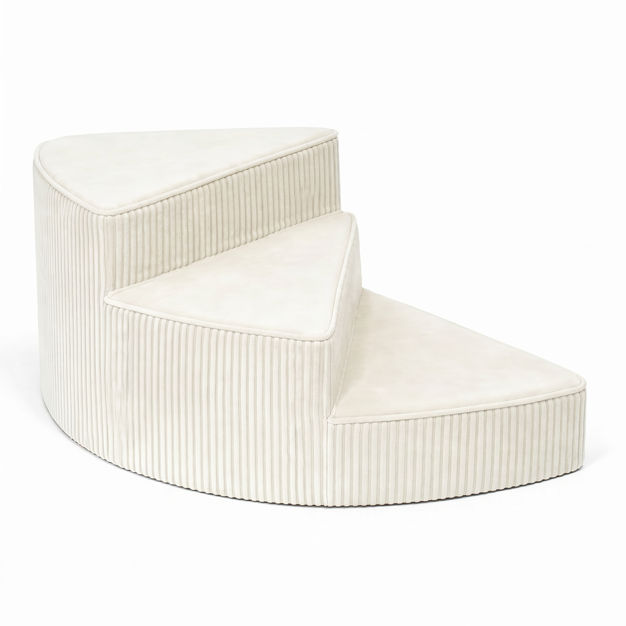 Beige Cloud Climb cat stairs, 3 steps, cream ivory, on a white background