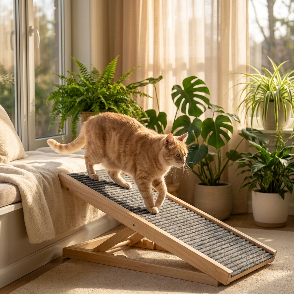 Cat on Easeway ramp by sunroom window