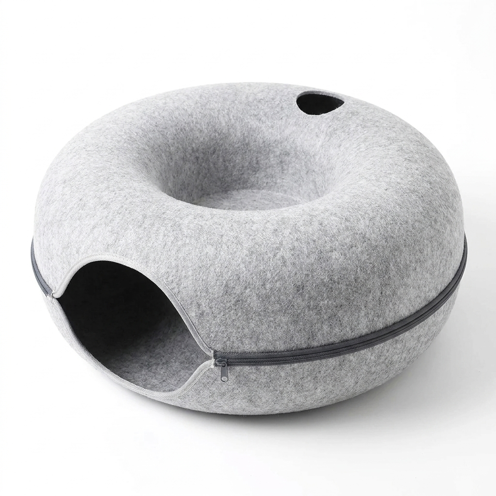 Burrow cat tunnel bed Light Grey with breathing hole