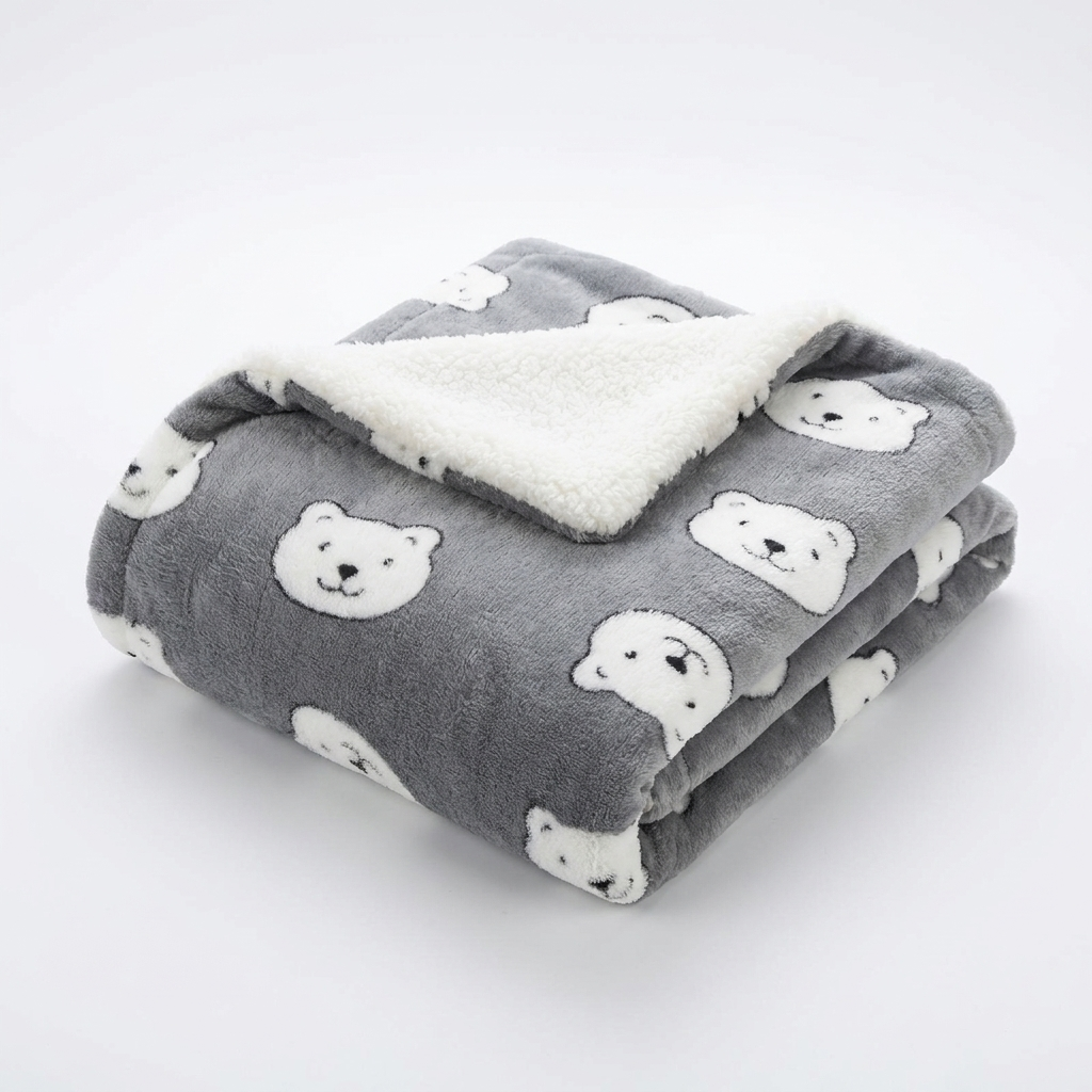Lull plush cat bed mat in Grey Bear pattern