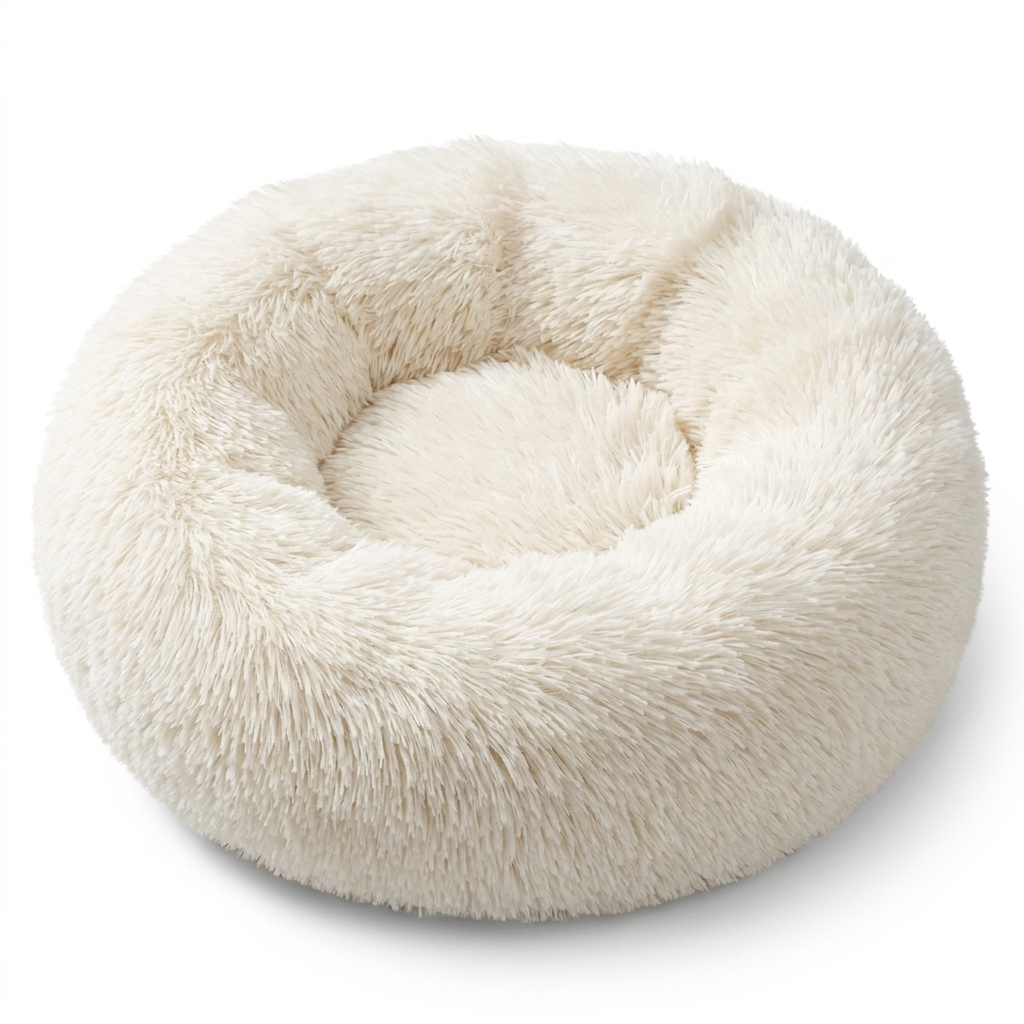 Halo calming donut cat bed in White