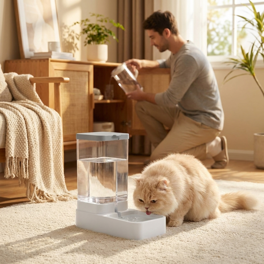 Cat drinking from the Fount water dispenser