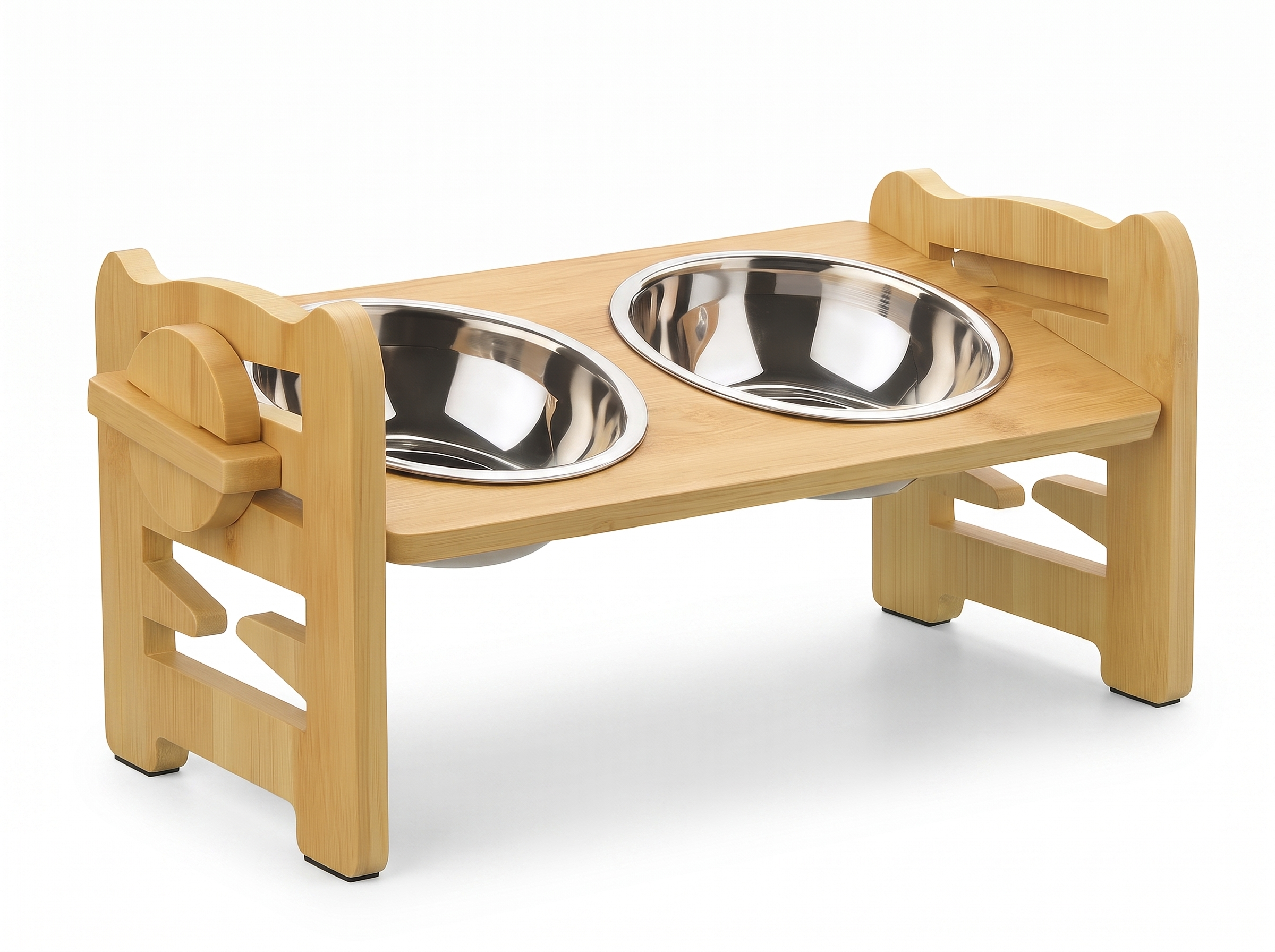 Purrela Terrace 2-bowl elevated bamboo cat feeder hero