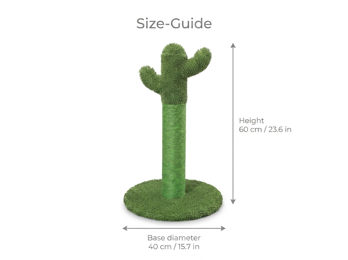 Purrela Saguaro cactus scratching post size guide 60cm tall 40cm base