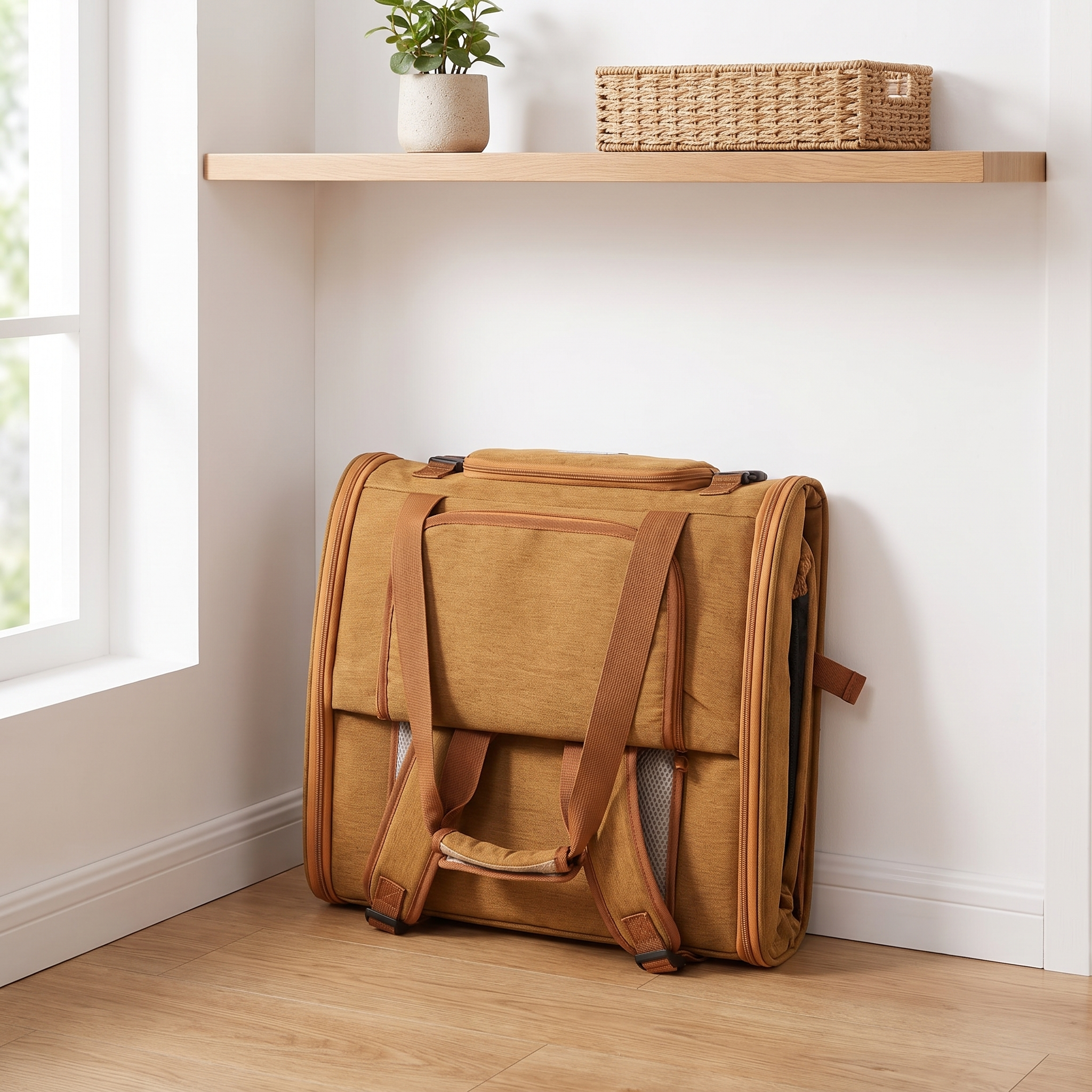 Horizon cat backpack carrier folded down for compact storage