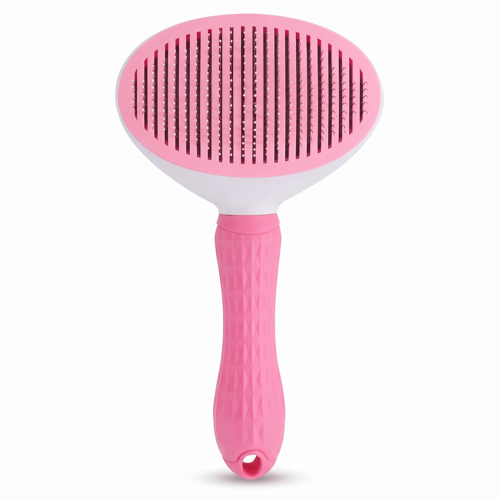 Sleek self-cleaning cat slicker brush in Pink