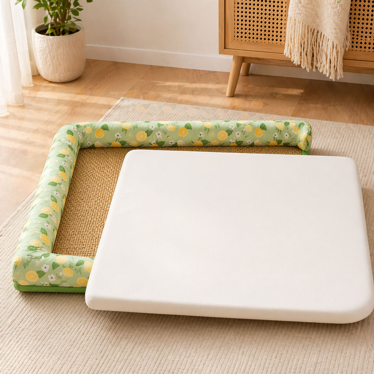 Purrela Zest Cooling Cat Bed Mat with Bolster