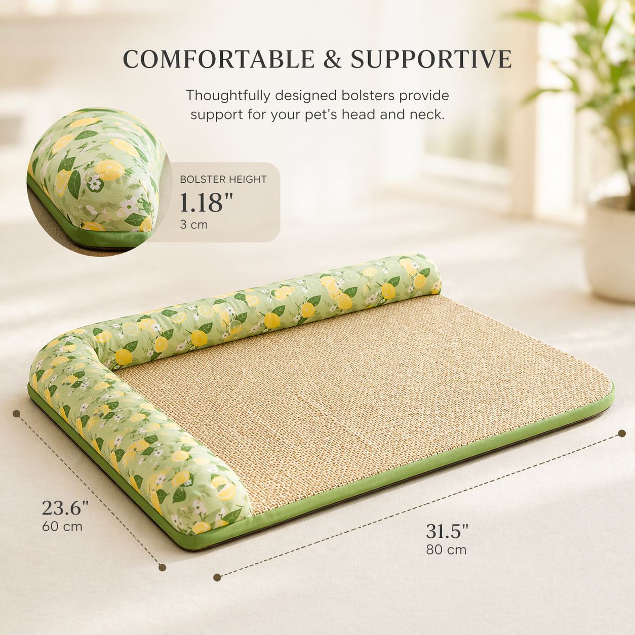 Purrela Zest Cooling Cat Bed Mat with Bolster