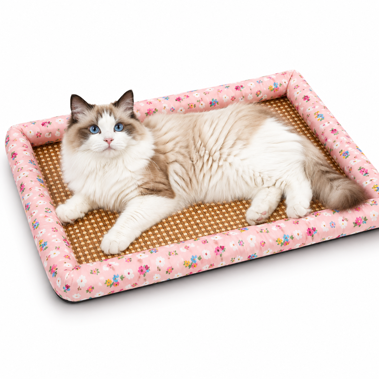 Purrela Palma Woven Cooling Cat Mat with Bolster