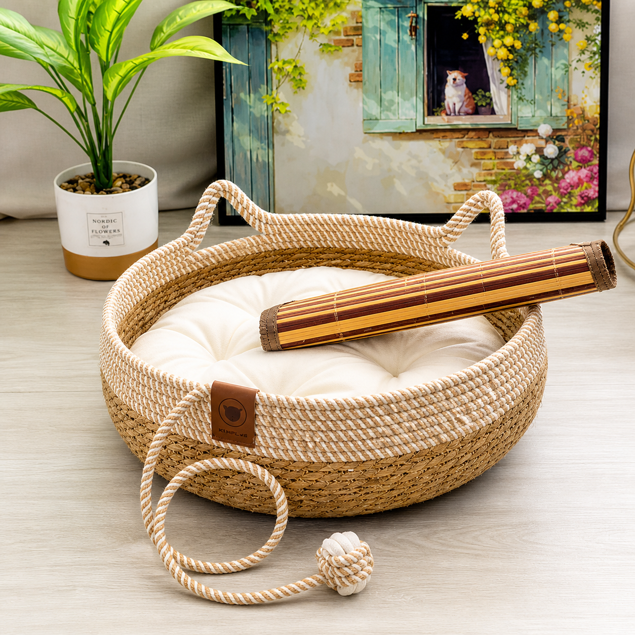 Reed Woven Cat Bed Basket