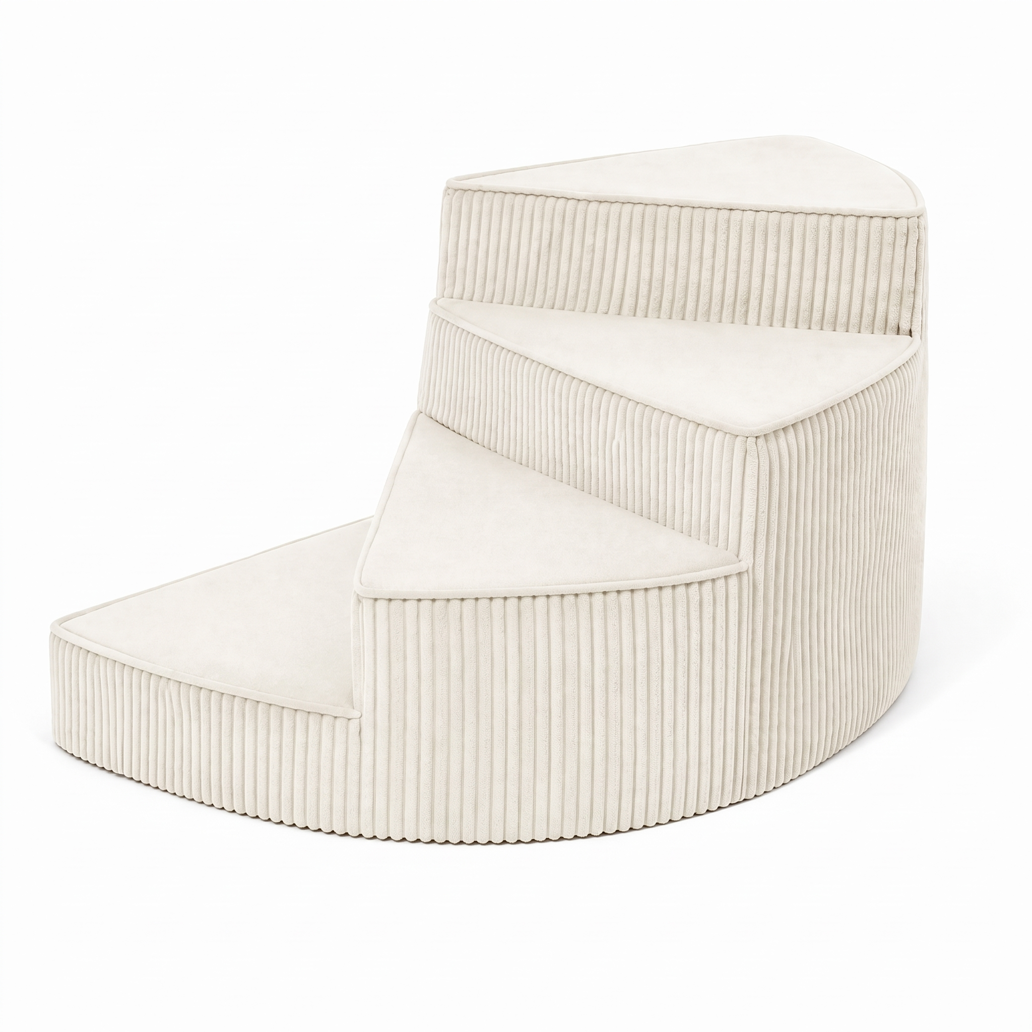 Beige Cloud Climb cat stairs, 4 steps, cream ivory, on a white background