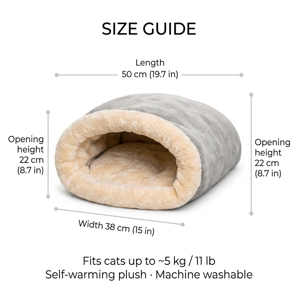 Hibernest Cat Sleeping Bag — Size guide