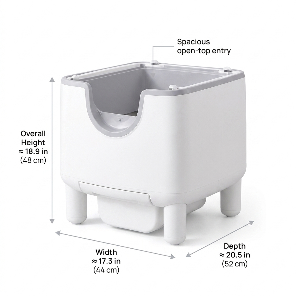 Purenest Self-Cleaning Litter Box — Size guide