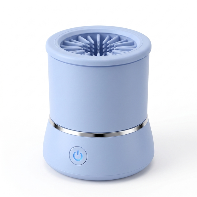 Blue Pawspa automatic cat paw cleaner on white background