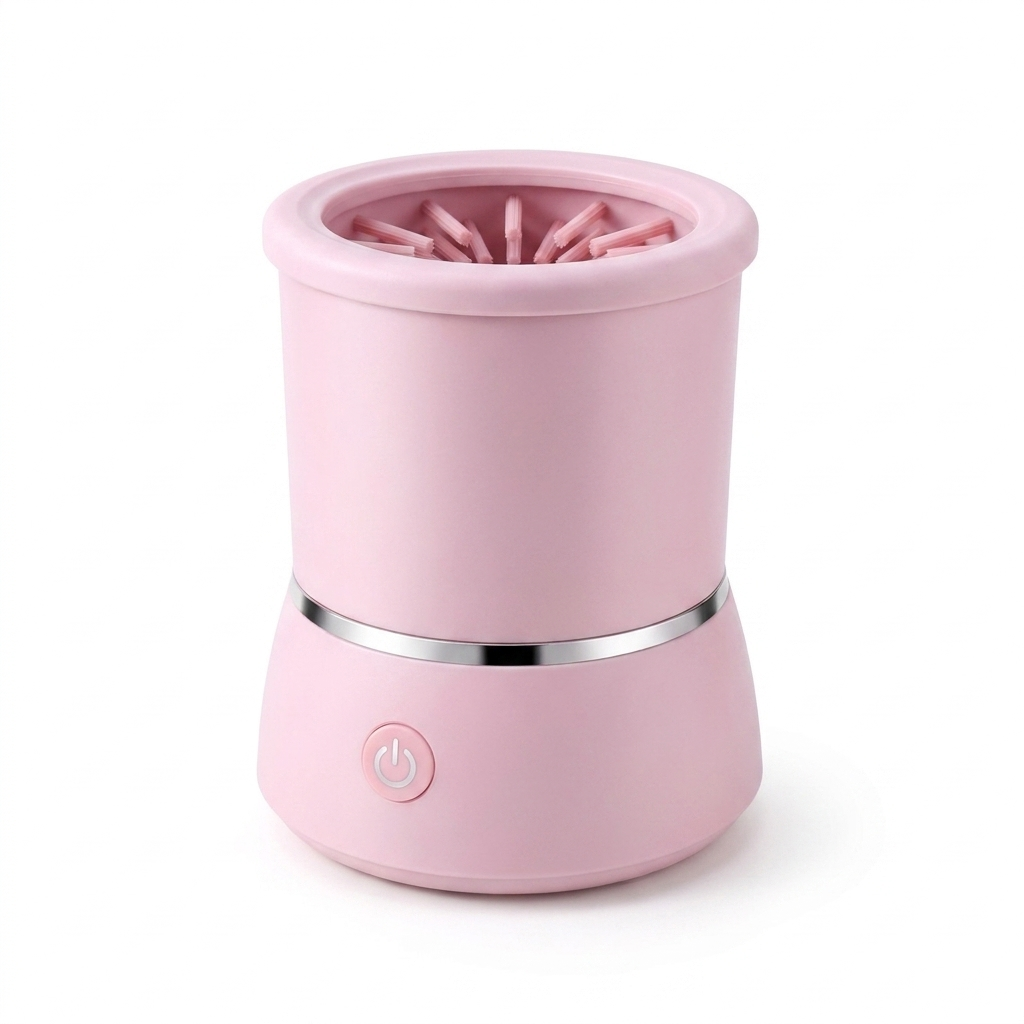 Pink Pawspa automatic cat paw cleaner on white background