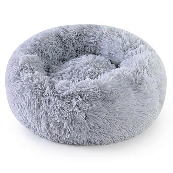 Grey Serene Halo calming donut cat bed on white background