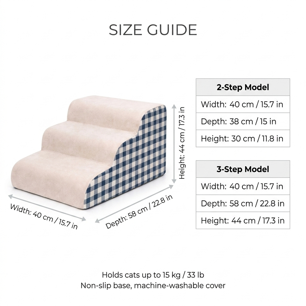 Tiptoe Plush Cat Stairs — Size guide