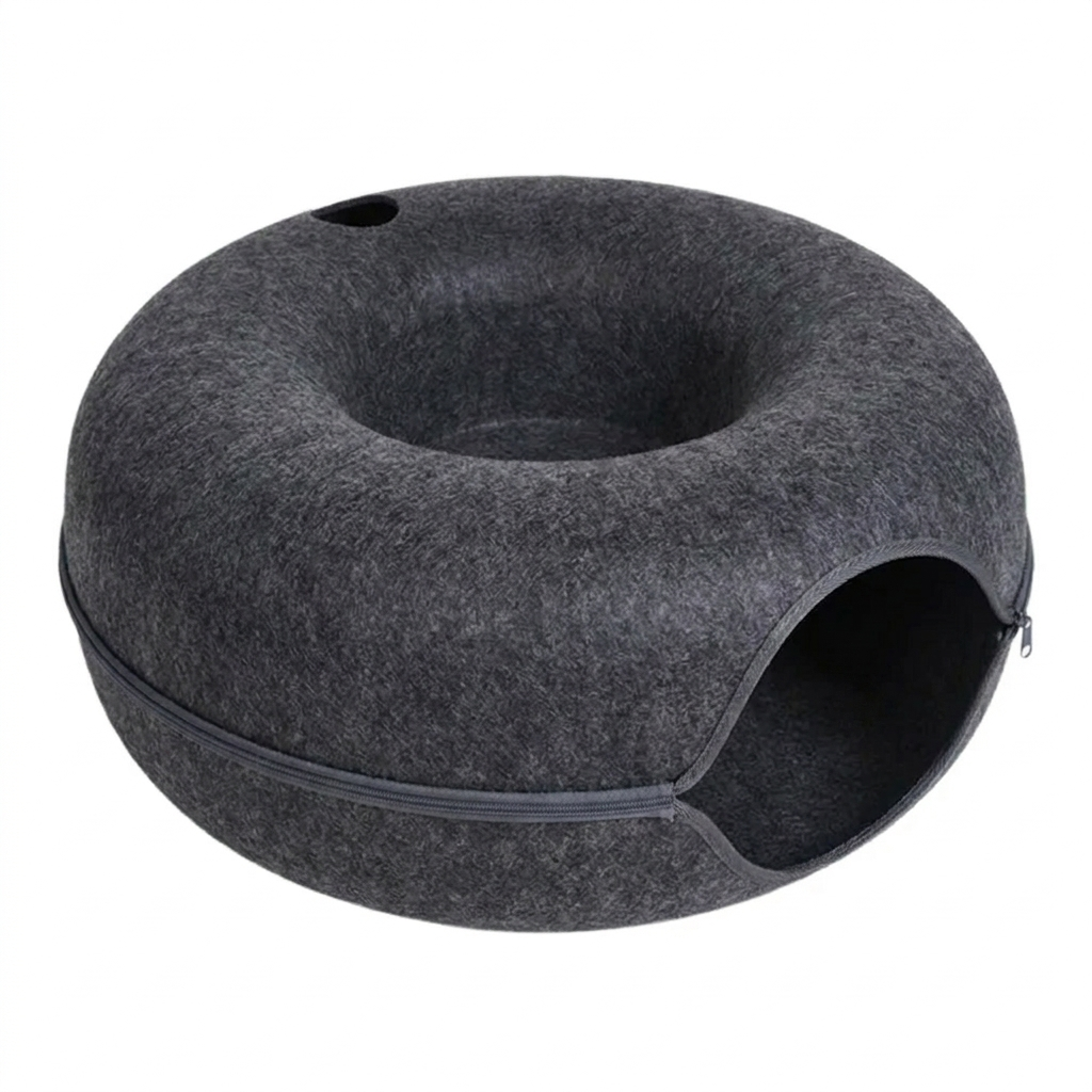 Burrow cat tunnel bed Dark Grey with breathing hole