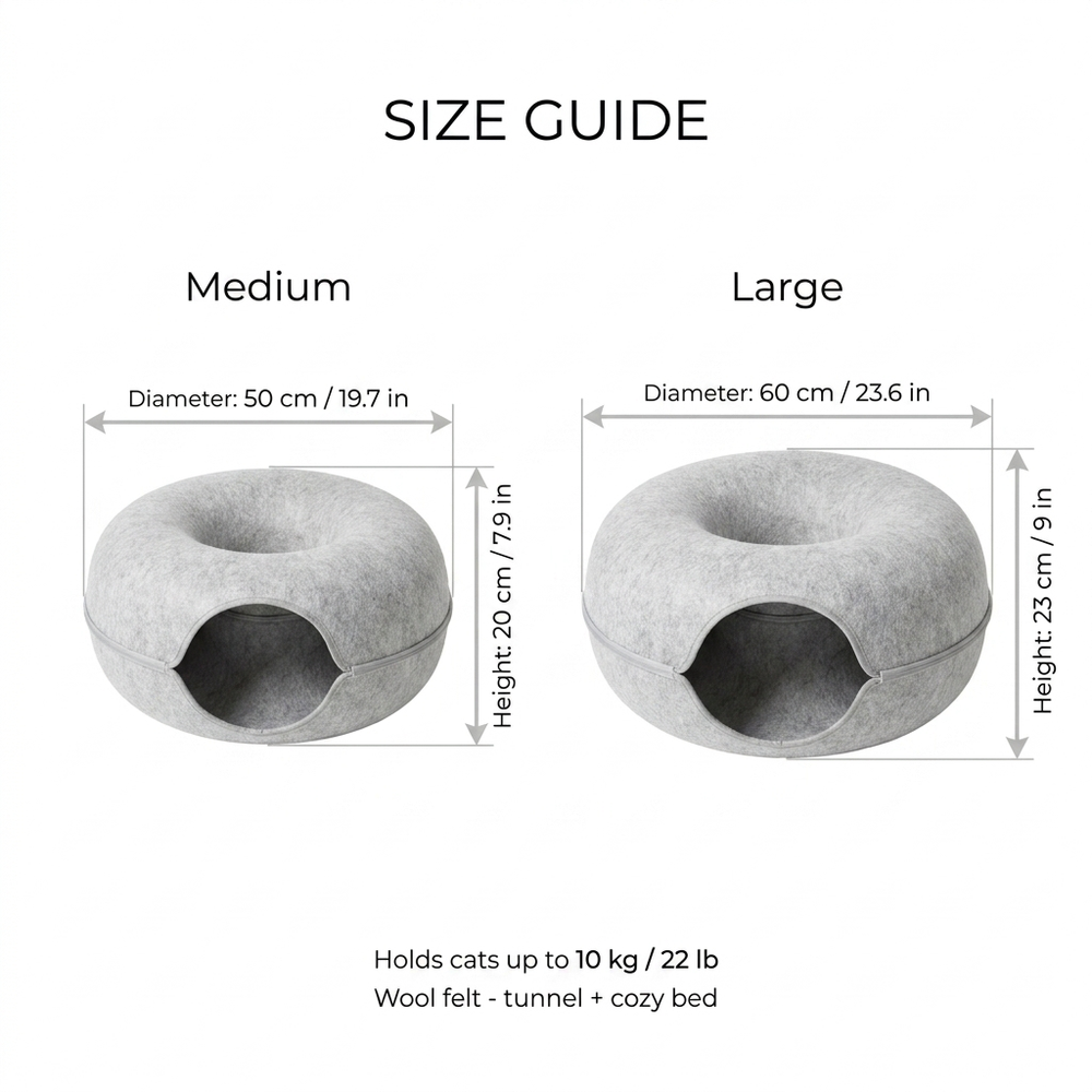 Burrow Cat Tunnel Bed — Size guide