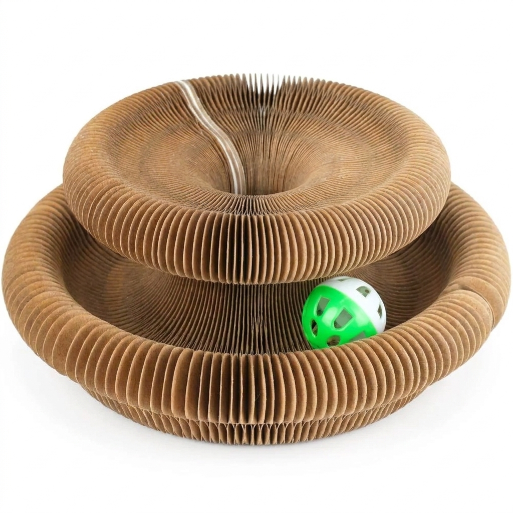 Ripple accordion cat scratcher with jingle ball