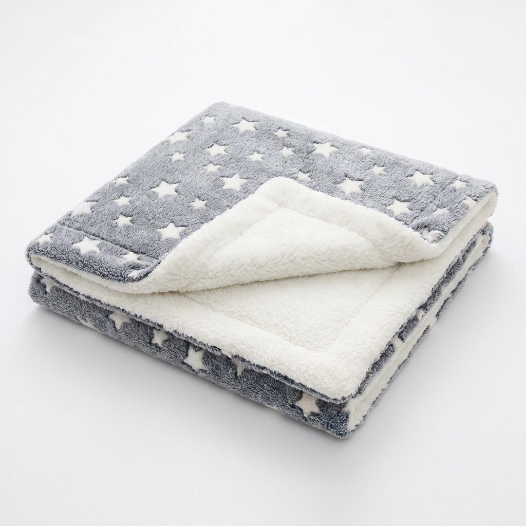 Lull plush cat bed mat in Grey Star pattern