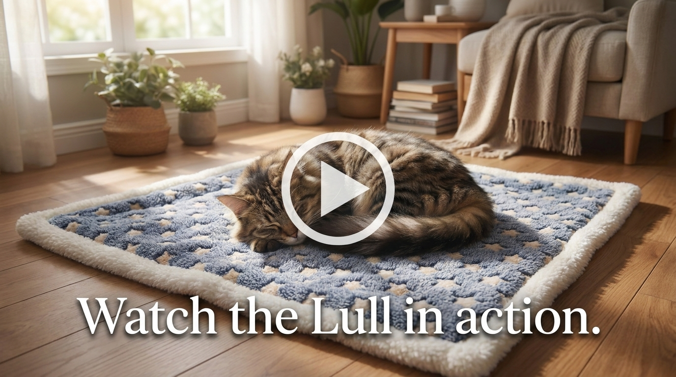 Watch the Lull plush cat bed mat in action video cover