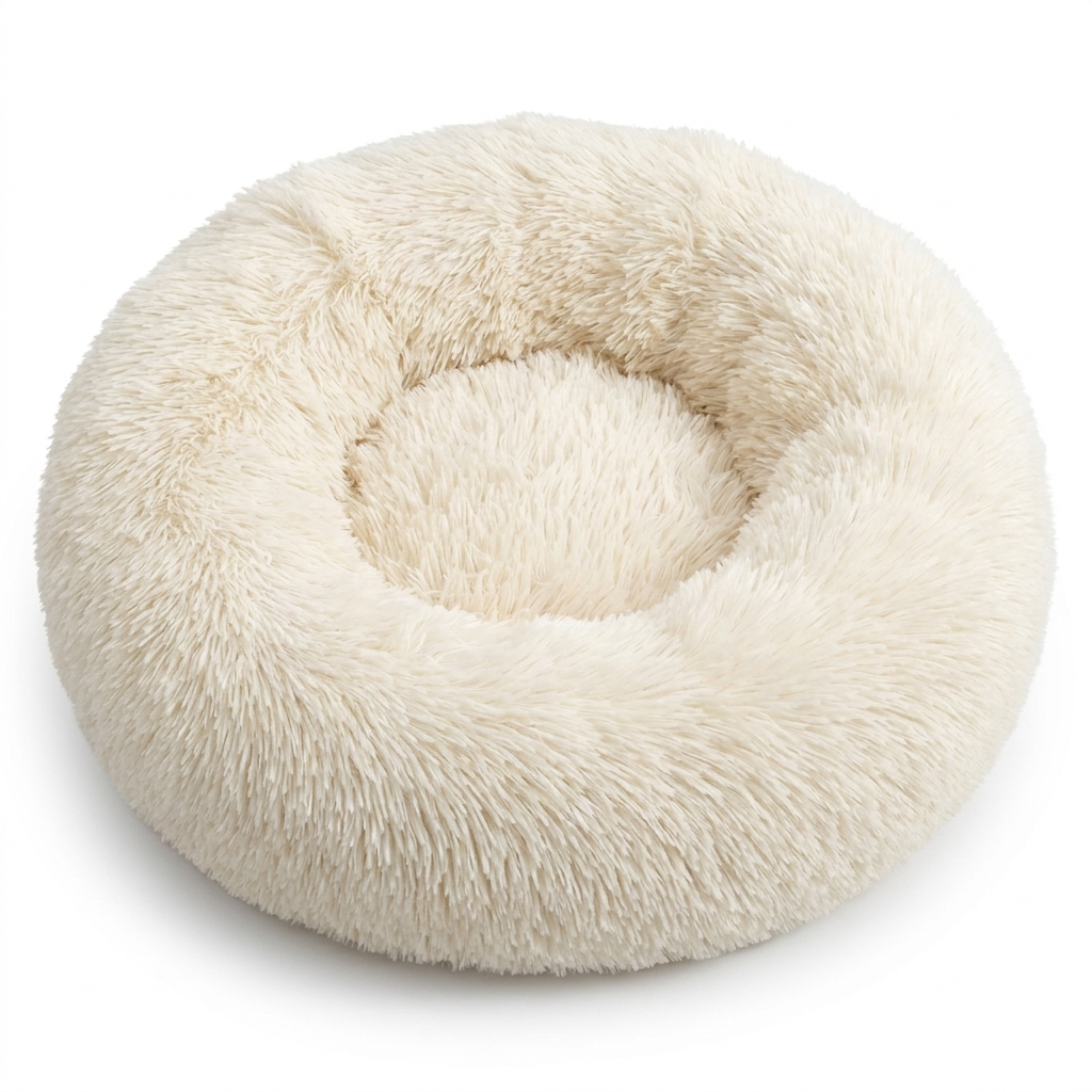 Halo calming donut cat bed in Cream