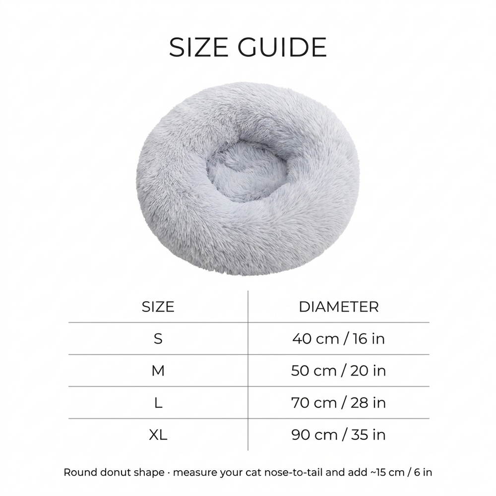 Halo Calming Donut Cat Bed — Size guide