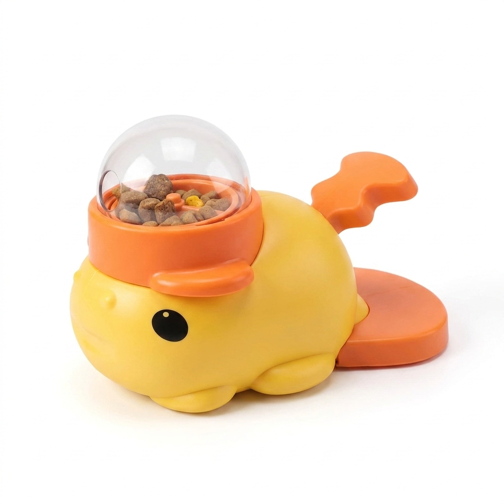 Forage interactive cat treat dispenser in Yellow