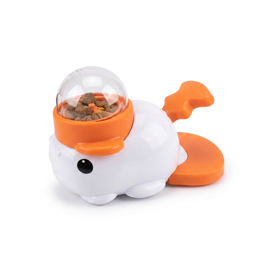 Forage interactive cat treat dispenser in White