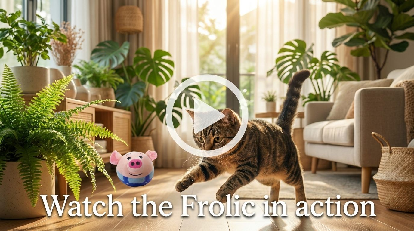 Watch the Frolic automatic rolling cat toy ball in action video cover