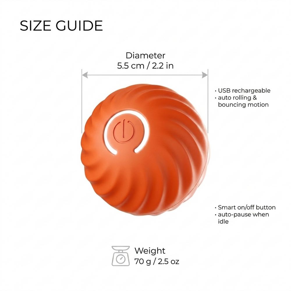 Orbit Smart Moving Cat Ball — Size guide