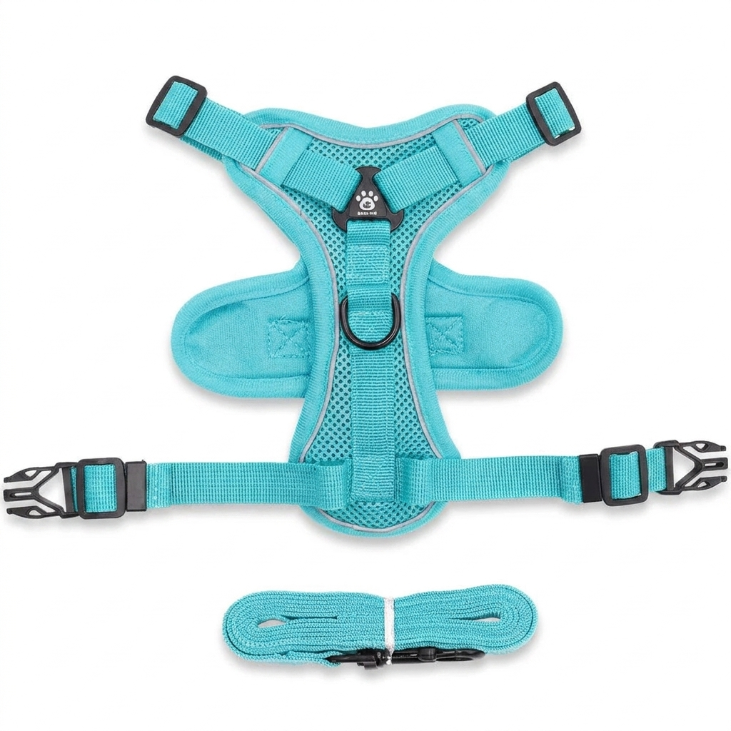 Wander cat harness and leash set in Lake Blue