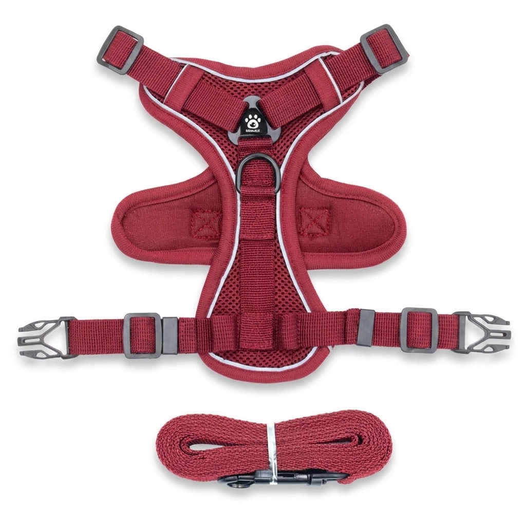 Wander cat harness and leash set in Red