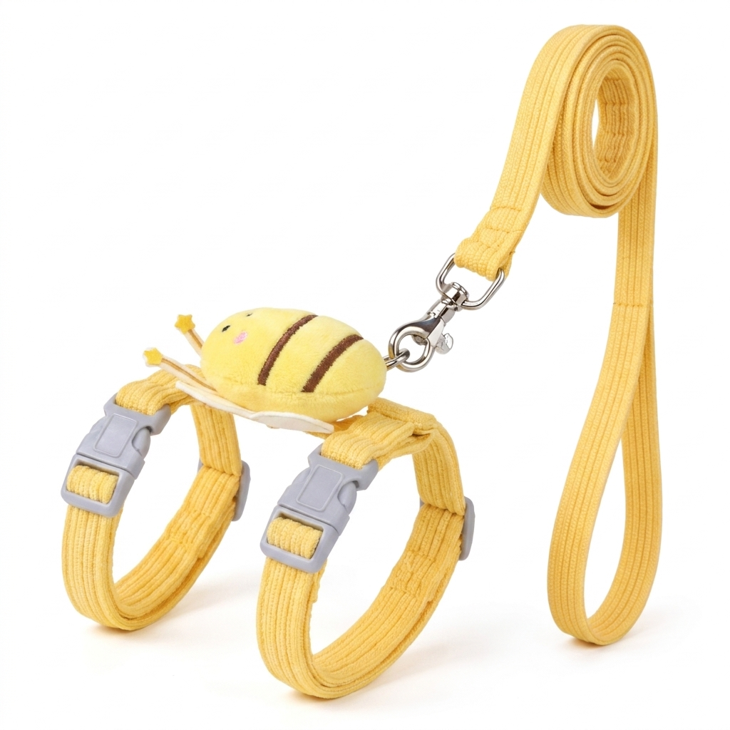 Bumble bee cat harness and leash set in Yellow