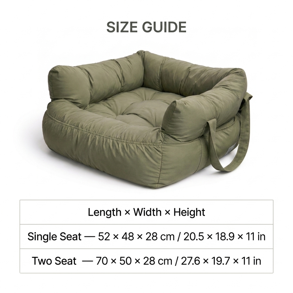 Cruise Cat Car Seat & Bed — Size guide