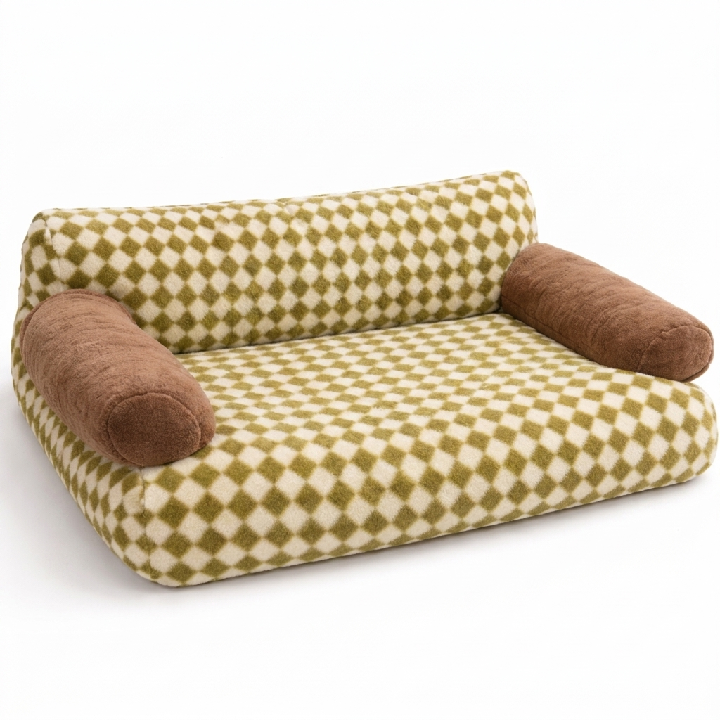 Divan diamond-check cat sofa bed in Green Plaid