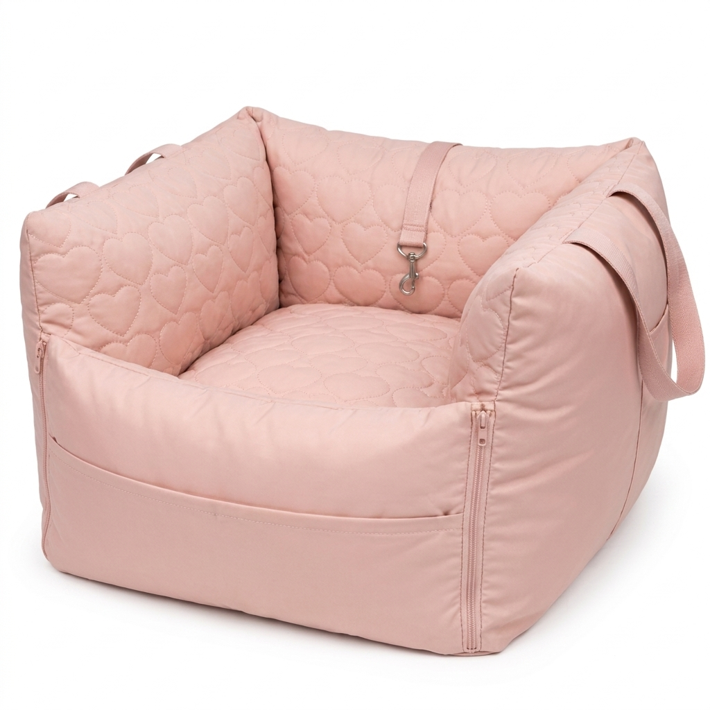 Cove cat car seat bed in Pink Heart