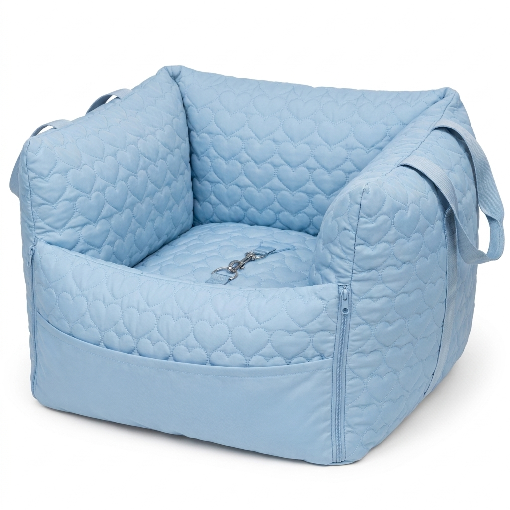 Cove cat car seat bed in Blue Heart