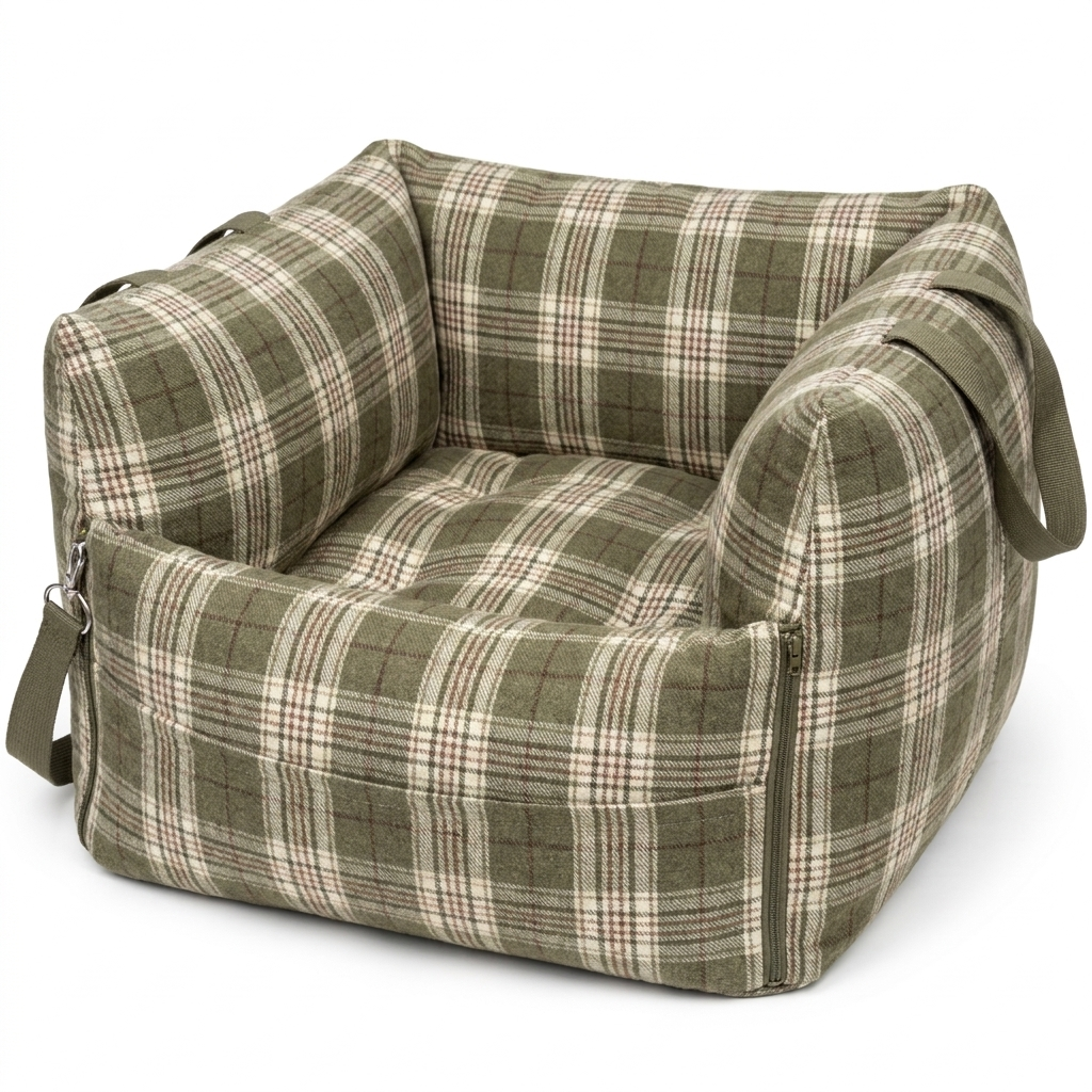 Cove cat car seat bed in Vintage Plaid