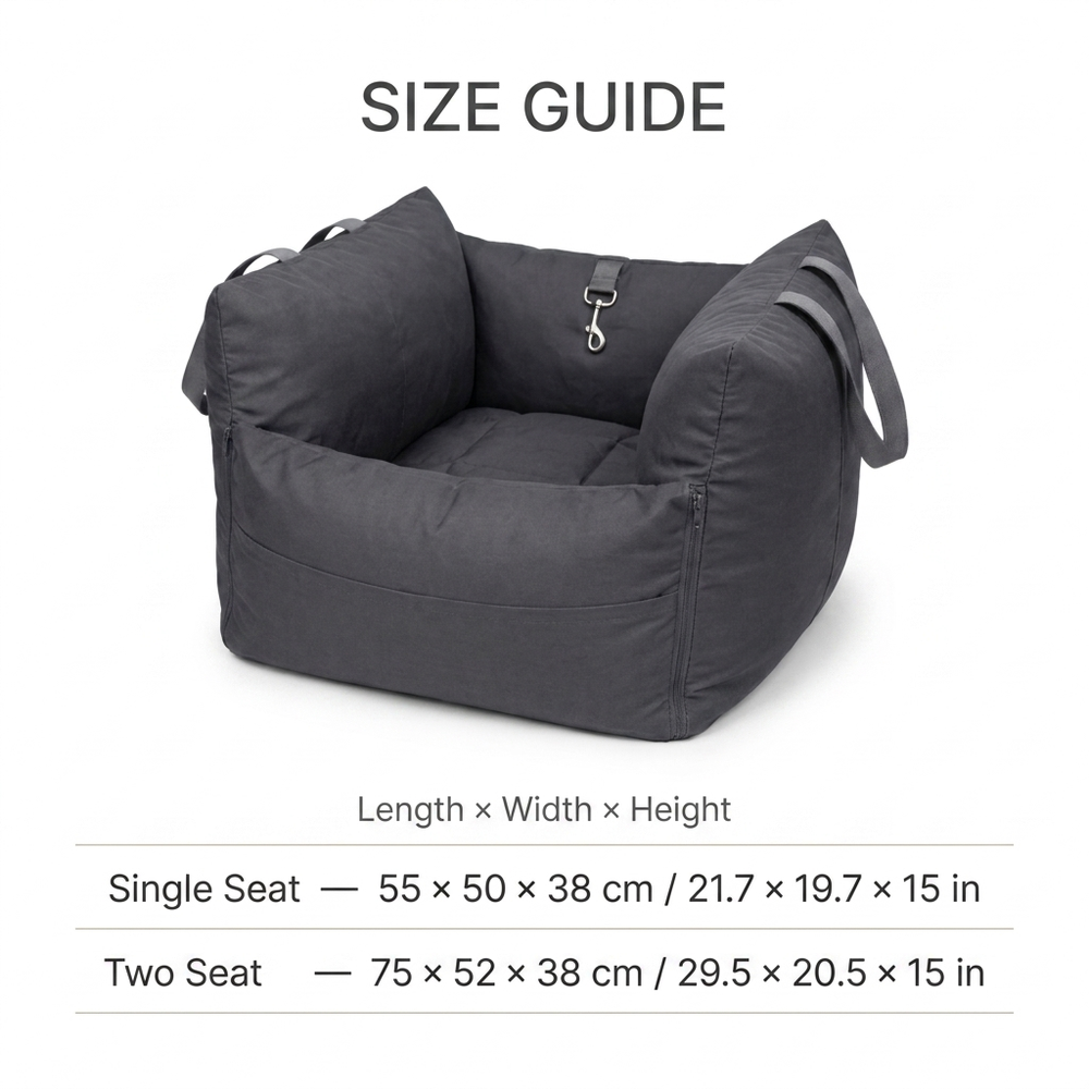 Cove Cat Car Seat Bed — Size guide