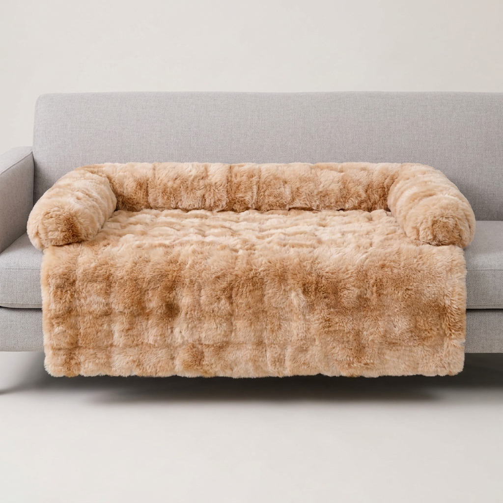 Hush calming cat bed sofa protector in Coffee