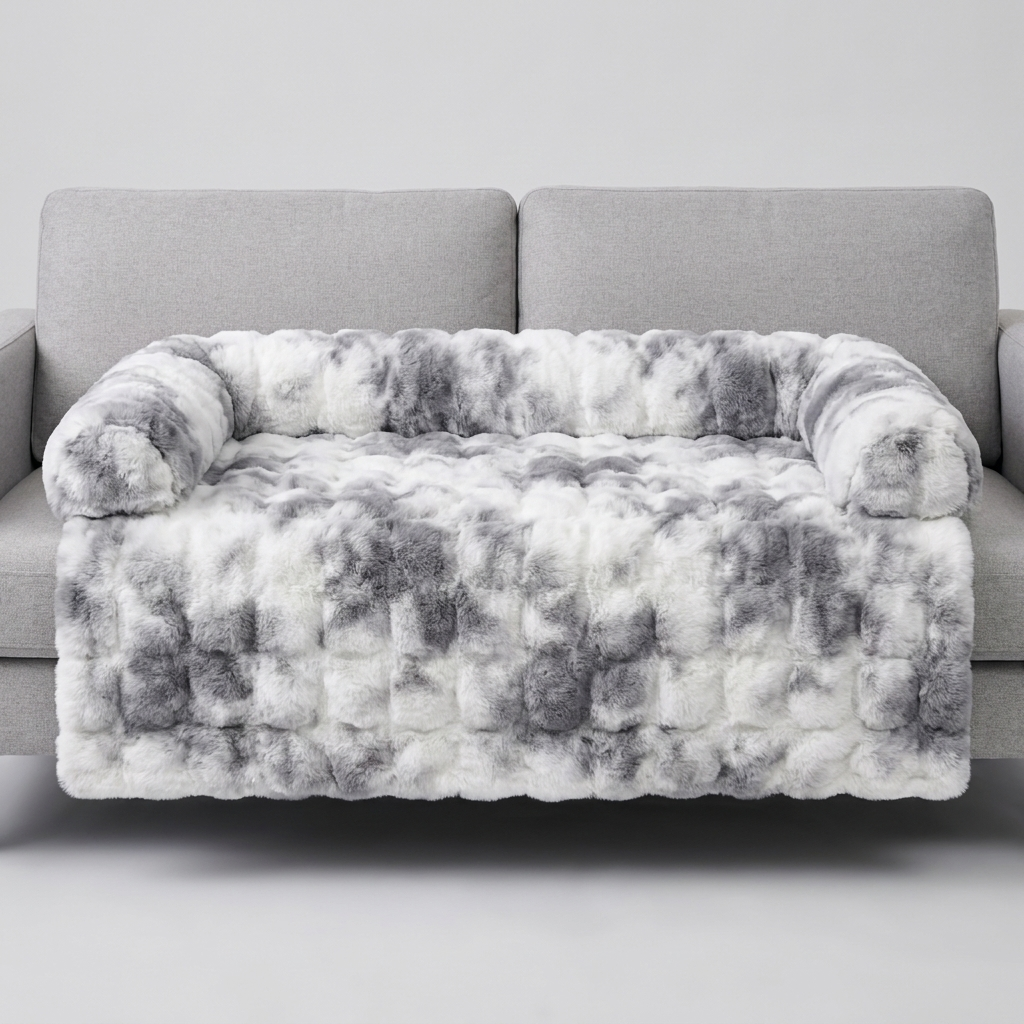 Hush calming cat bed sofa protector in Tie-Dye Gray