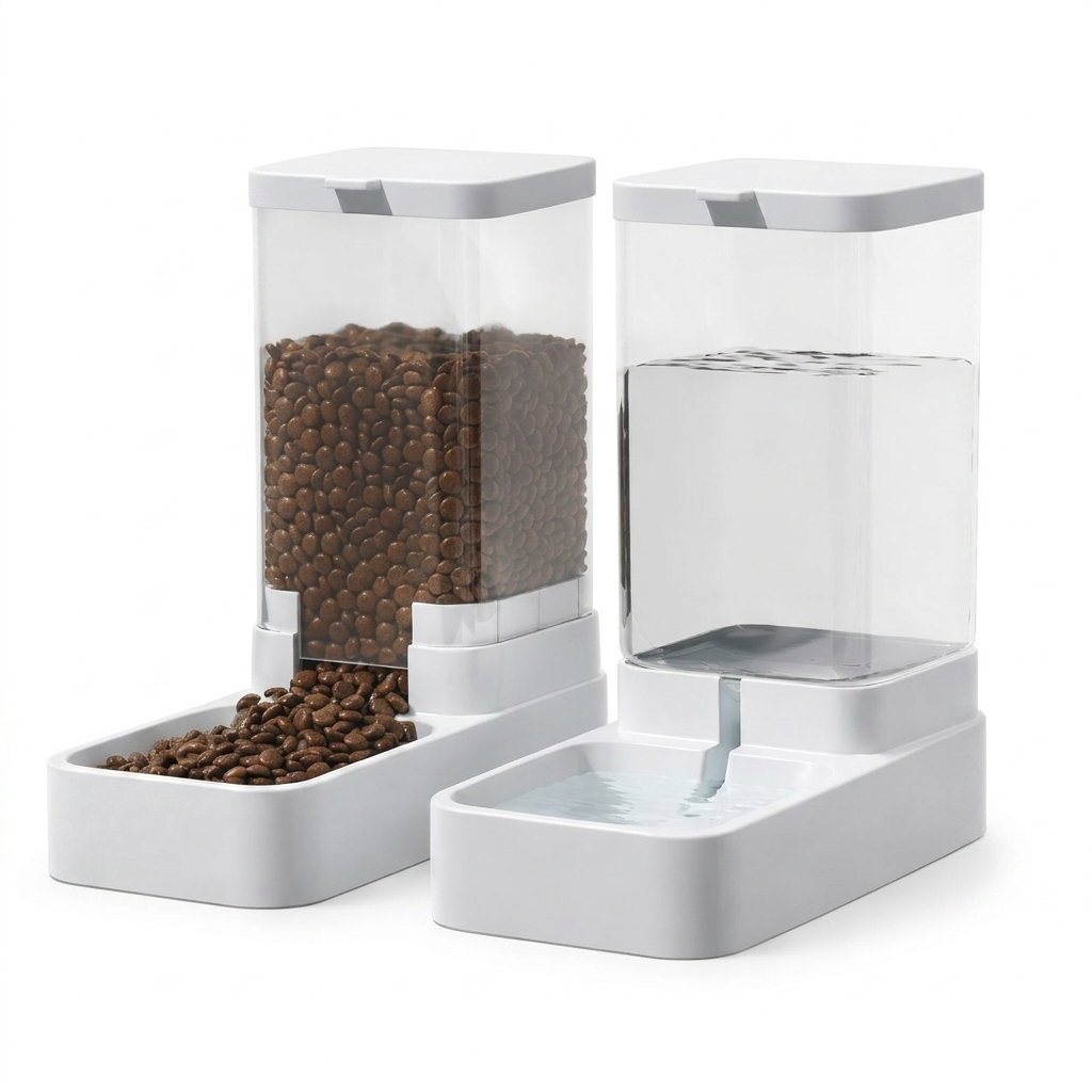 Fount gravity cat feeder and water dispenser set