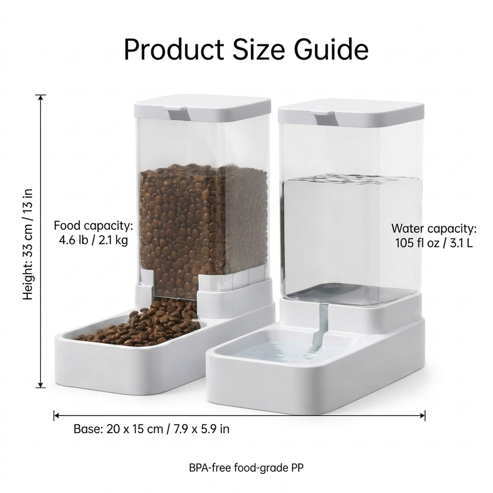 Fount Gravity Cat Feeder — Size guide