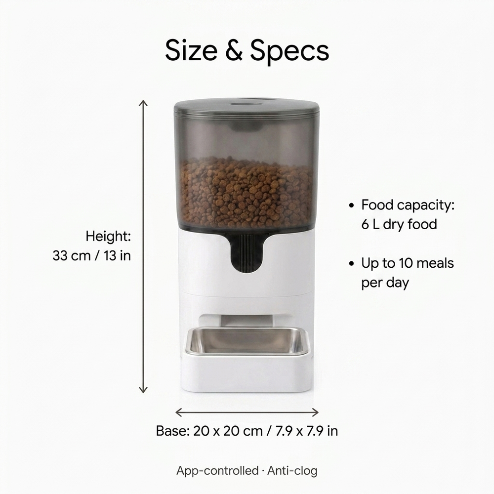 Nova Smart Cat Feeder — Size guide