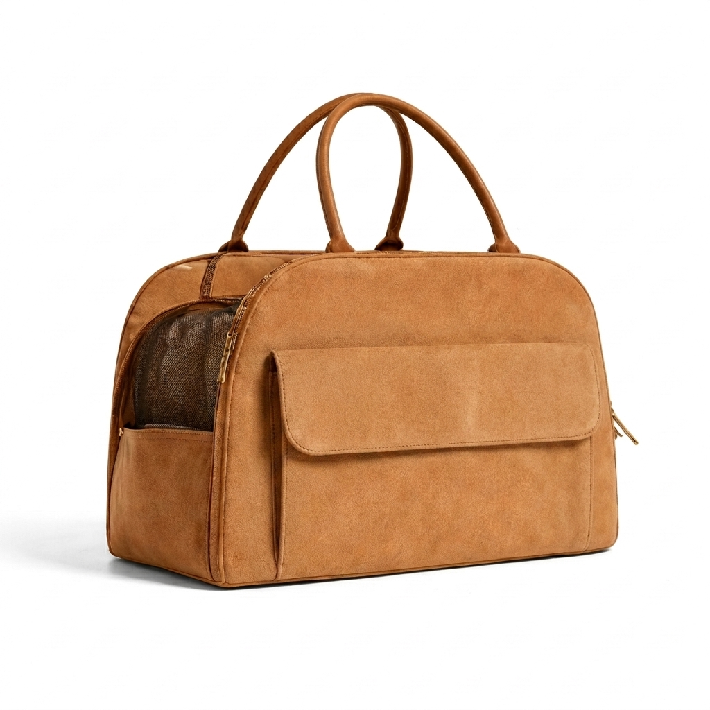 Marlowe leather-look cat carrier tote, brown