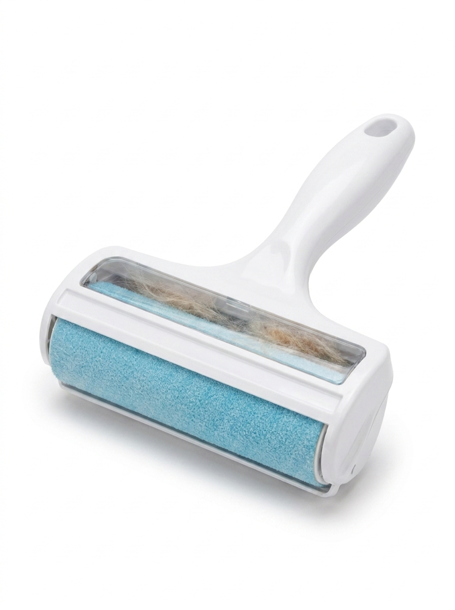 Fern reusable cat hair remover roller with light-blue drum and self-cleaning window
