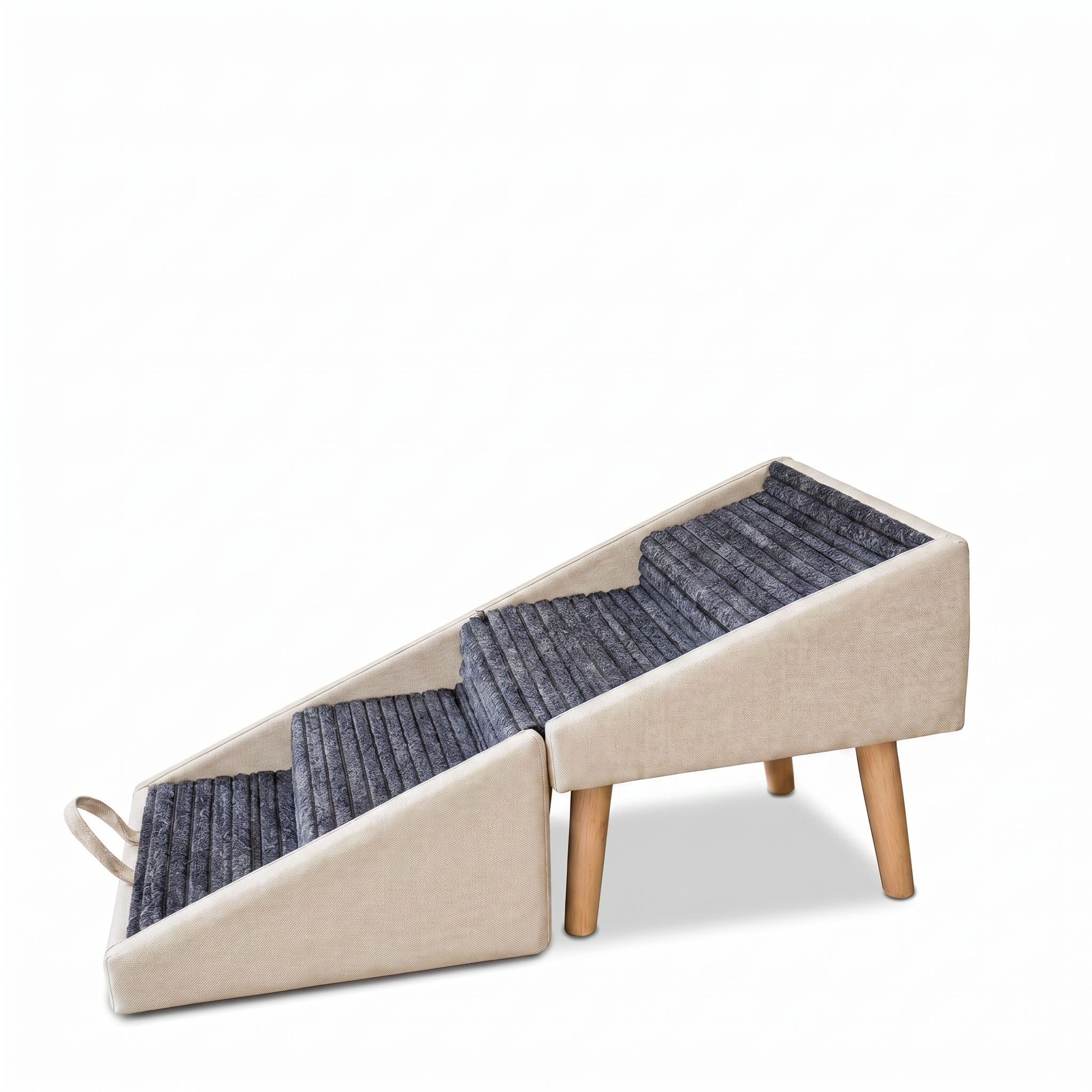 Cream Crest cat stairs, studio white background